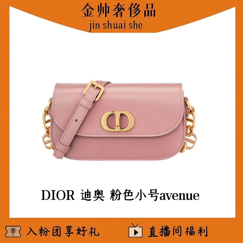 99新 DIOR/迪奥 粉色/小号/avenue/单肩包/B6396