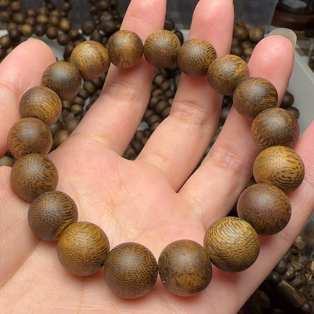 沉香手串单圈1.2规格10.4克海南乌身