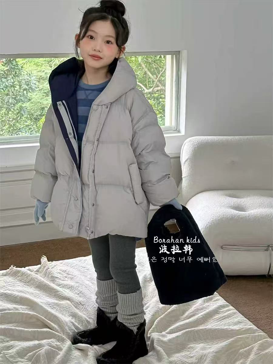 BORAHANKIDS冰莲花-羽绒服2025儿童连帽白鸭绒外套中大童保暖衣服