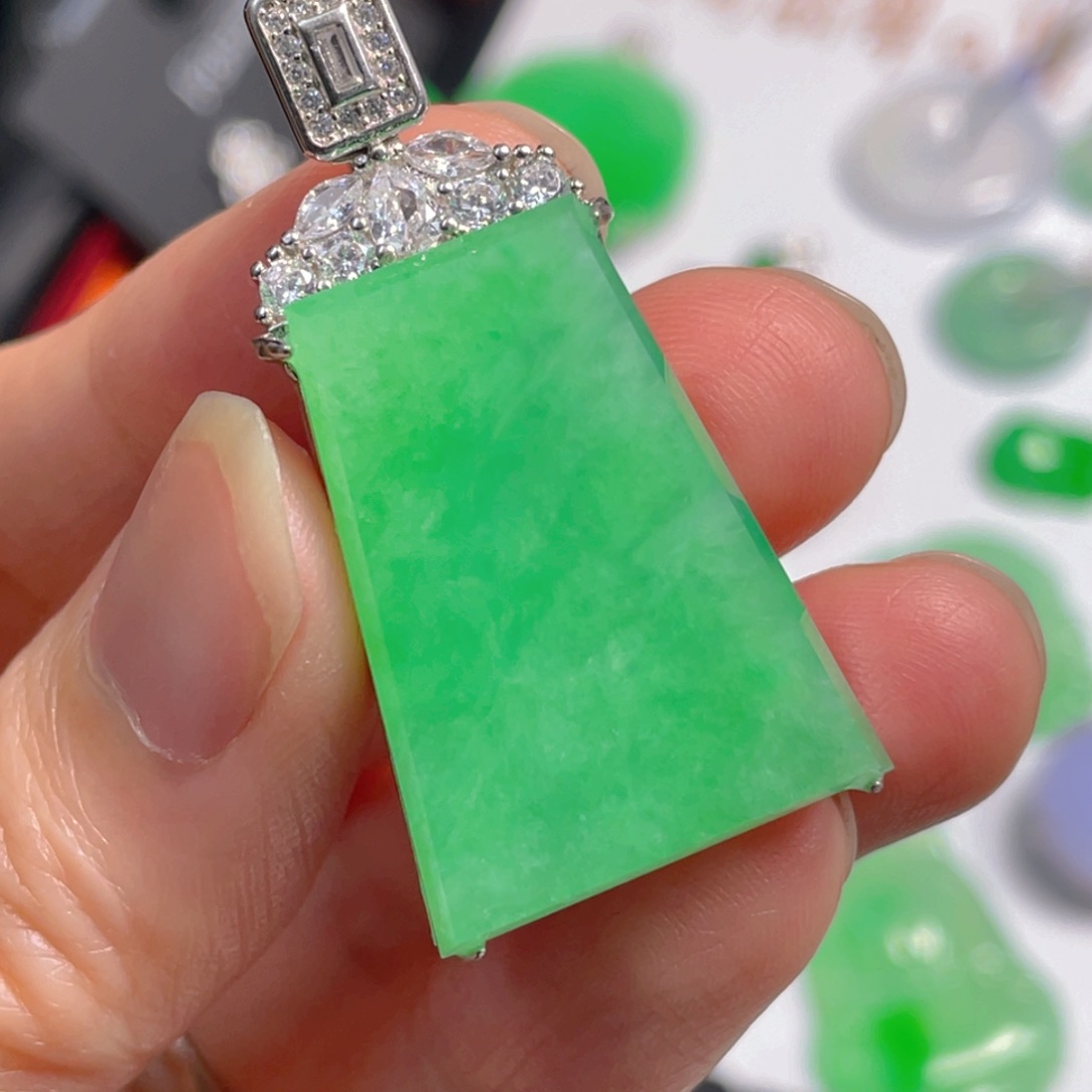 翡翠银S925镶嵌吊坠(不含链)
