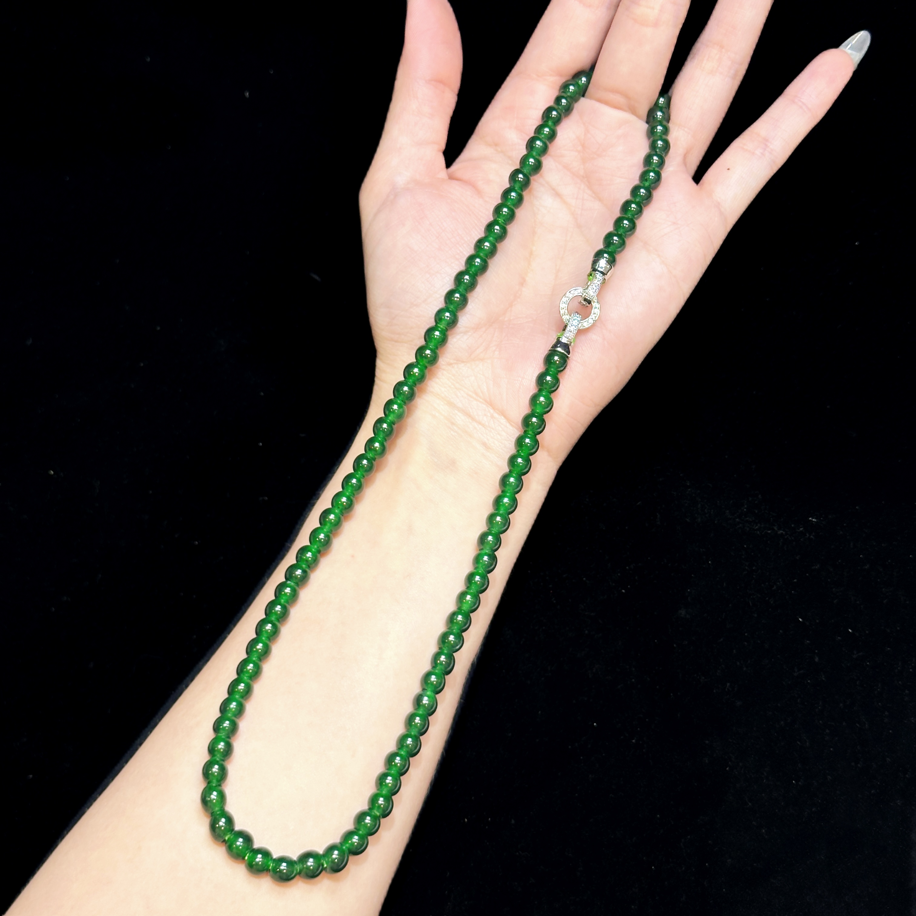 【红旭明玉】天然翡翠A货满绿 新6mm大米珠链50cm 多样性发一件