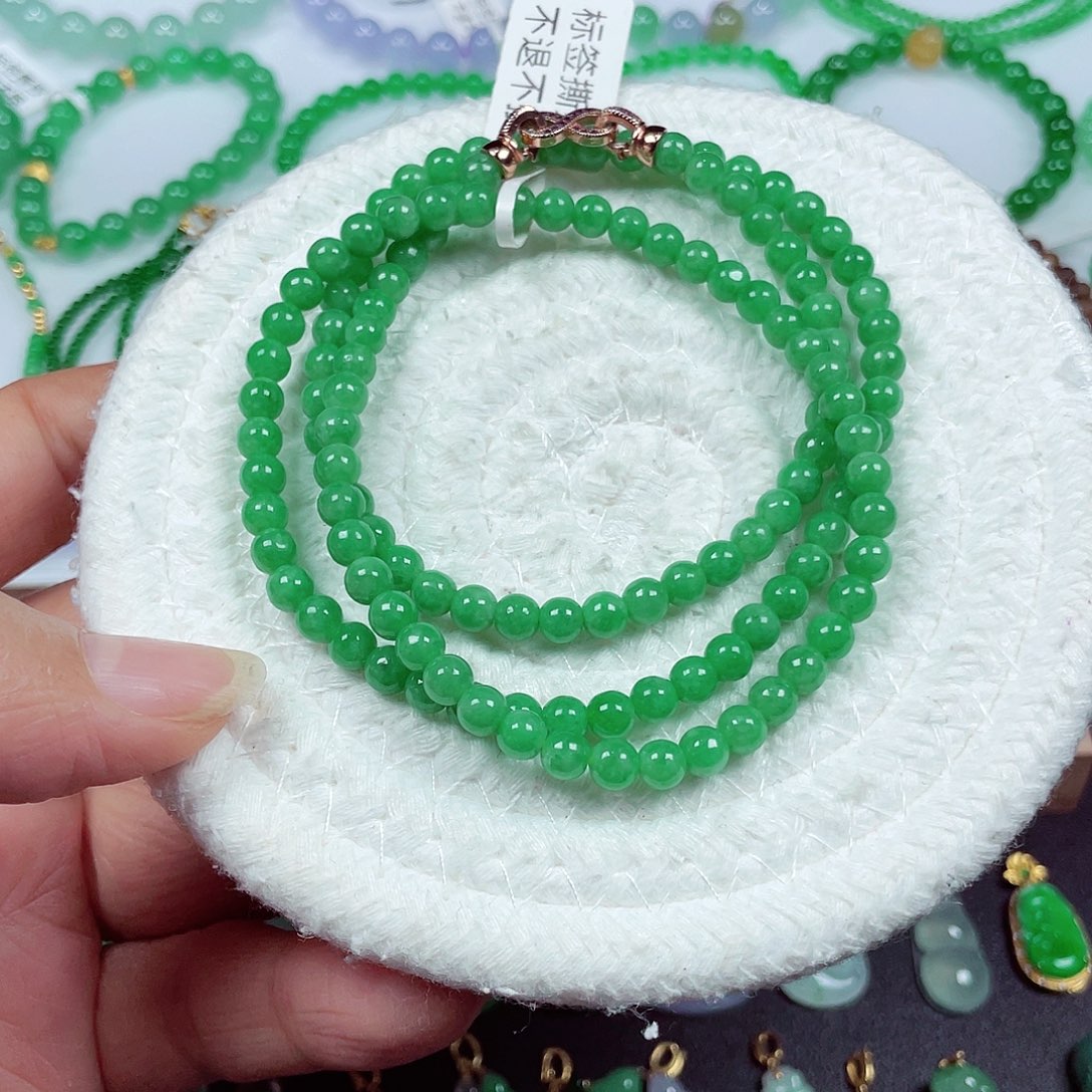 好***绵翡翠未镶嵌手链天然缅甸翡翠A货卡4.8