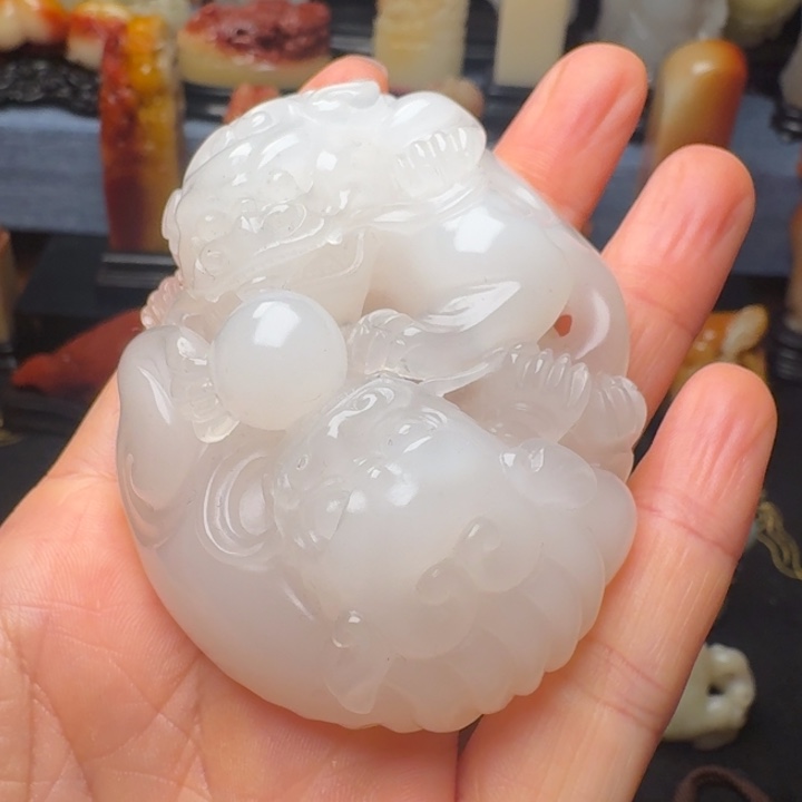 神***3寿山石印石猪油白