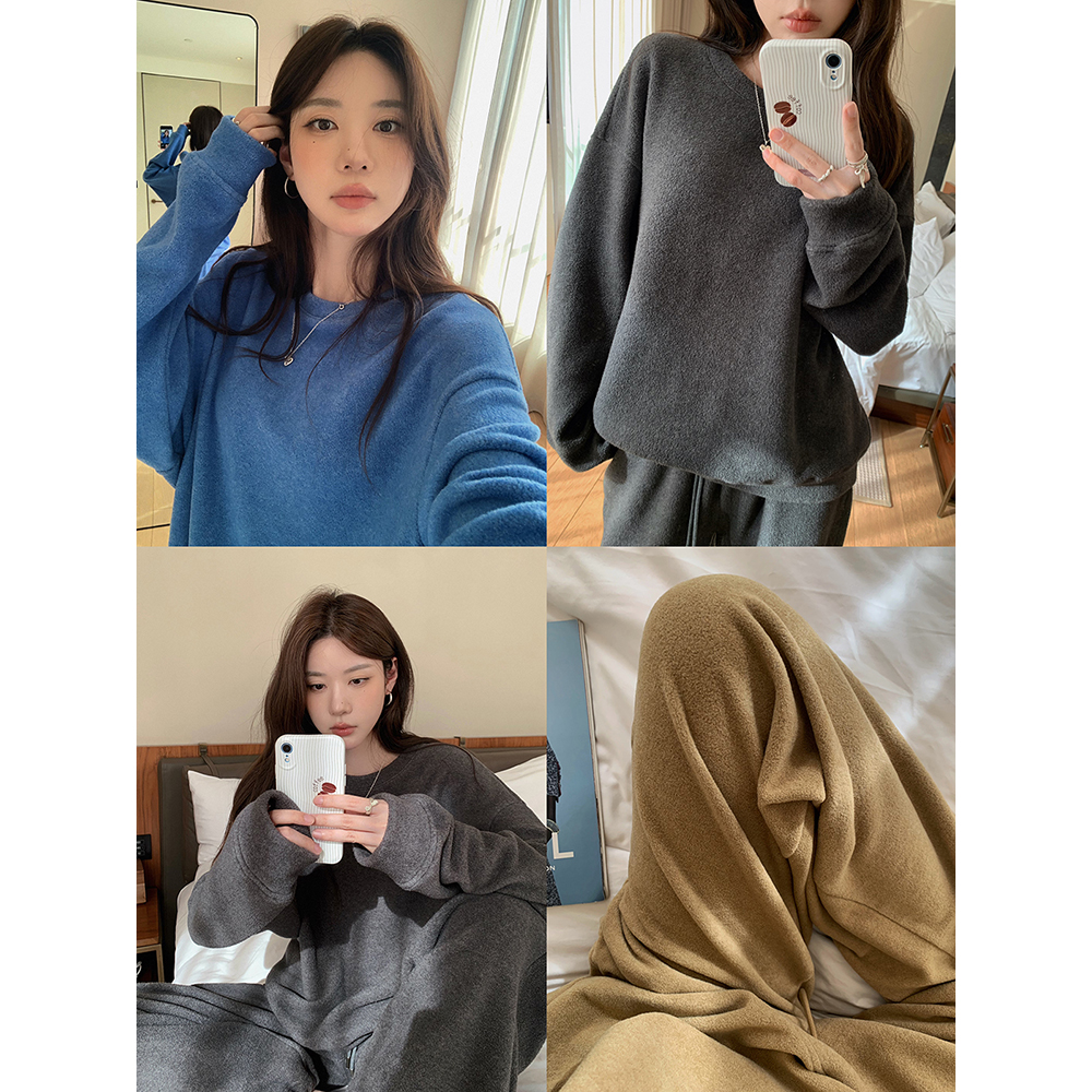 张贝贝 双面糯米绒 花色肌理 长绒棉复古休闲套装