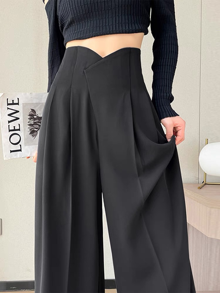 高腰西装阔腿裤女2025新款春秋显瘦阔腿裤收腰垂感休闲拖地裤