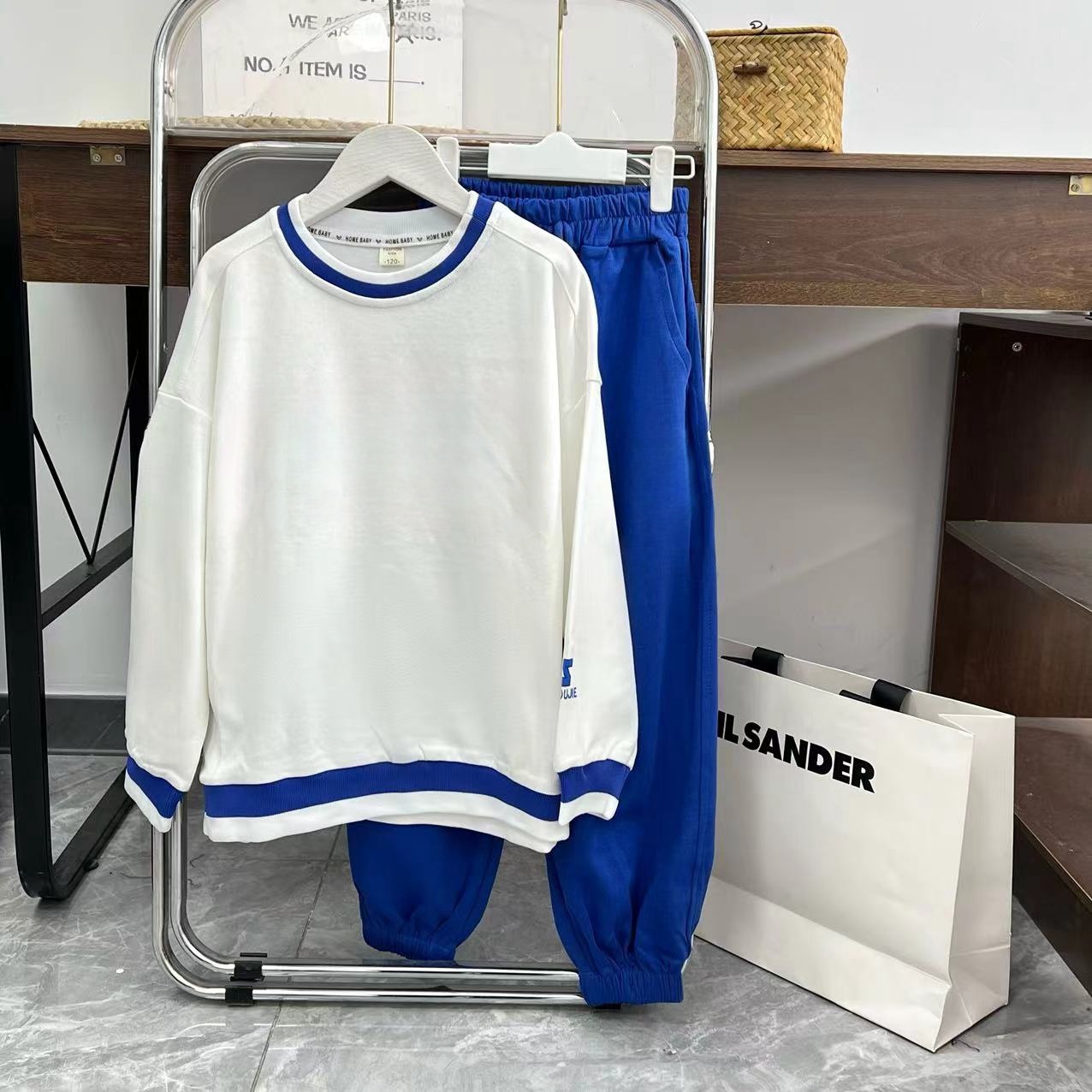 儿童2025春季新款拼色字母休闲套装B0323