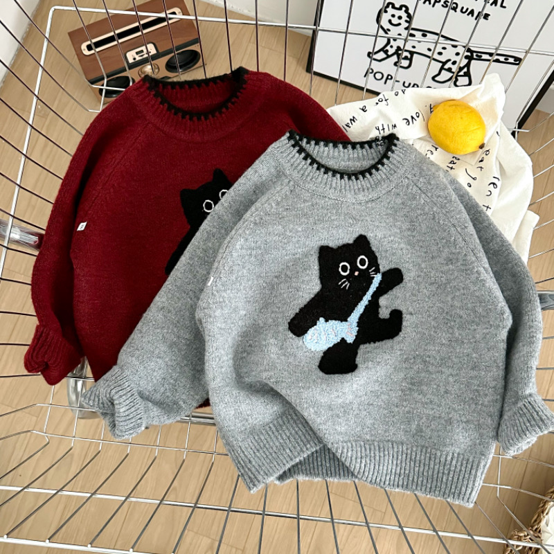 儿童毛衣2025秋冬款女童洋气针织上衣男童保暖本命年衣服打底衫潮