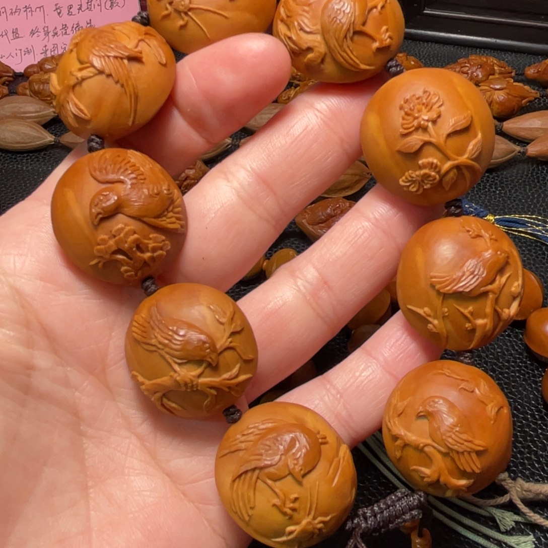 手串/手链橄榄核2.4扁四花老油核鸟语花香