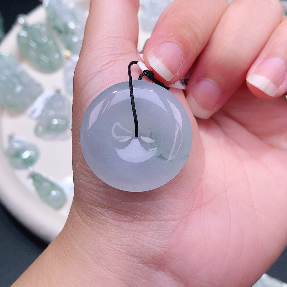 翡翠未镶嵌颈饰冰胶蓝扣29-6.1