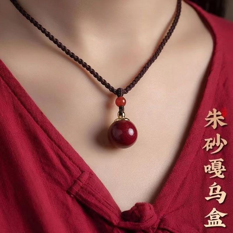 含辰砂工艺品高含量朱砂小苹果转运紫金砂守护时尚洋气吊坠