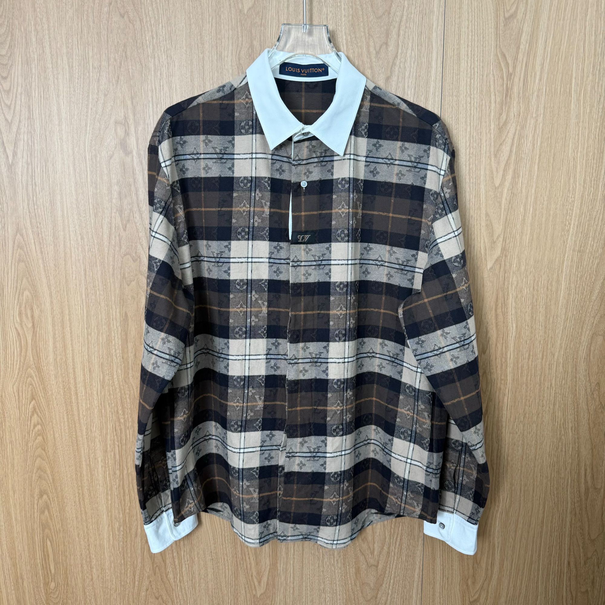 未使用 LouisVuitton/路易威登 SS26格纹法兰绒Polo衫M码