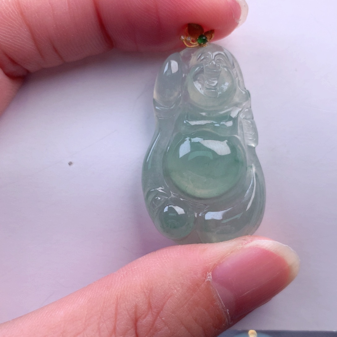 翡翠吊坠(不含链)18K金镶嵌
