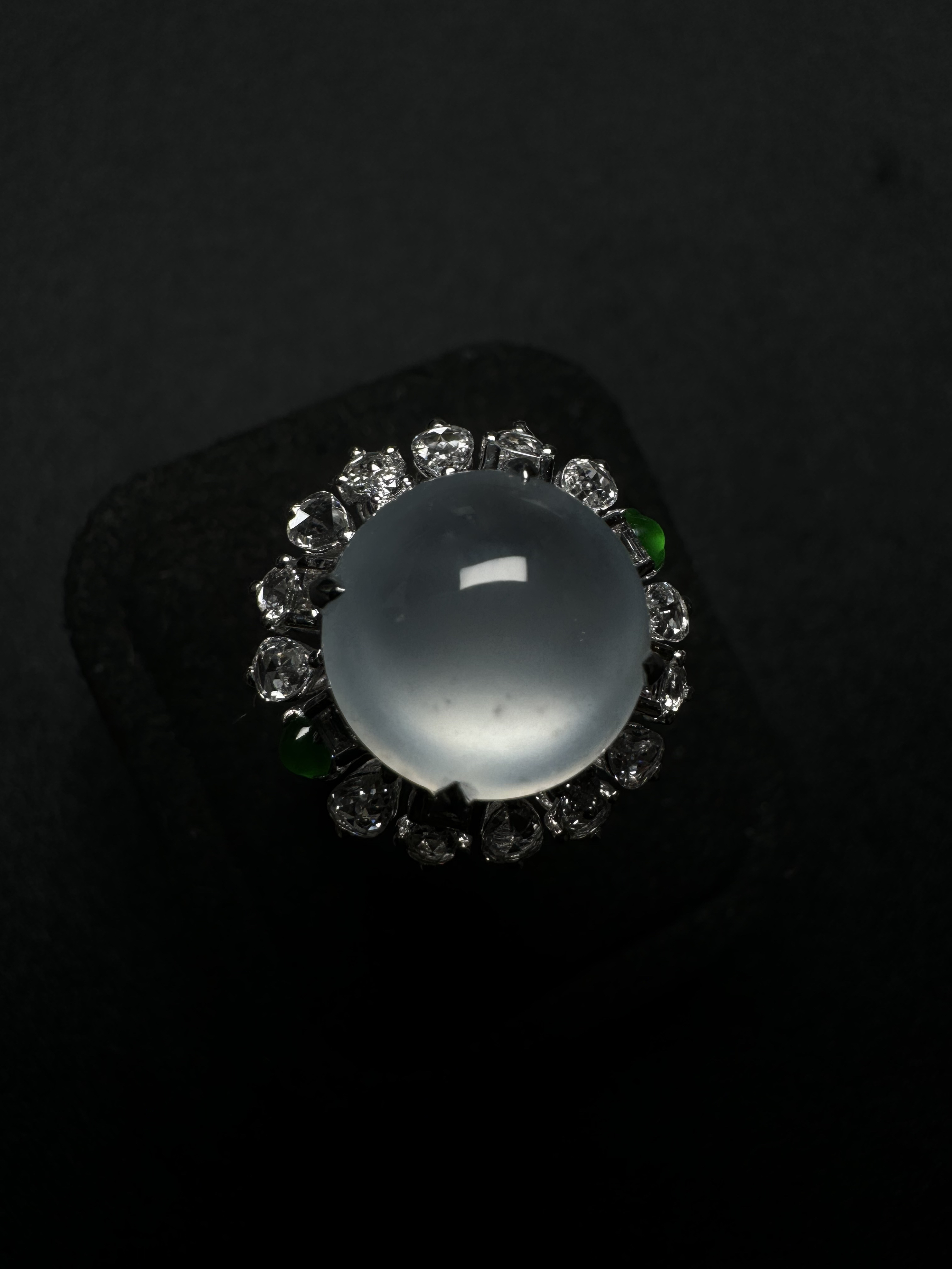 玻璃种蛋面戒指完美 