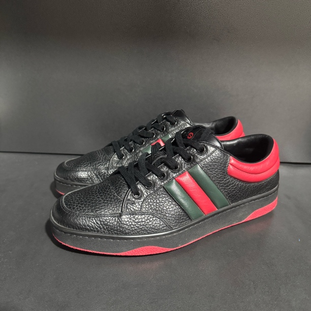 95新 GUCCI/古驰 40码/古驰 95新 黑红条纹低帮板鞋