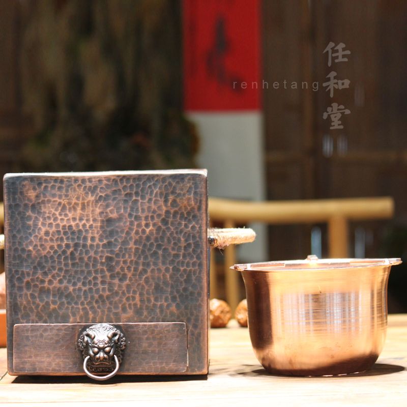 任和堂正品新款纯手工复古加厚纯紫铜家用木炭煮茶炉小铜锅大方炉