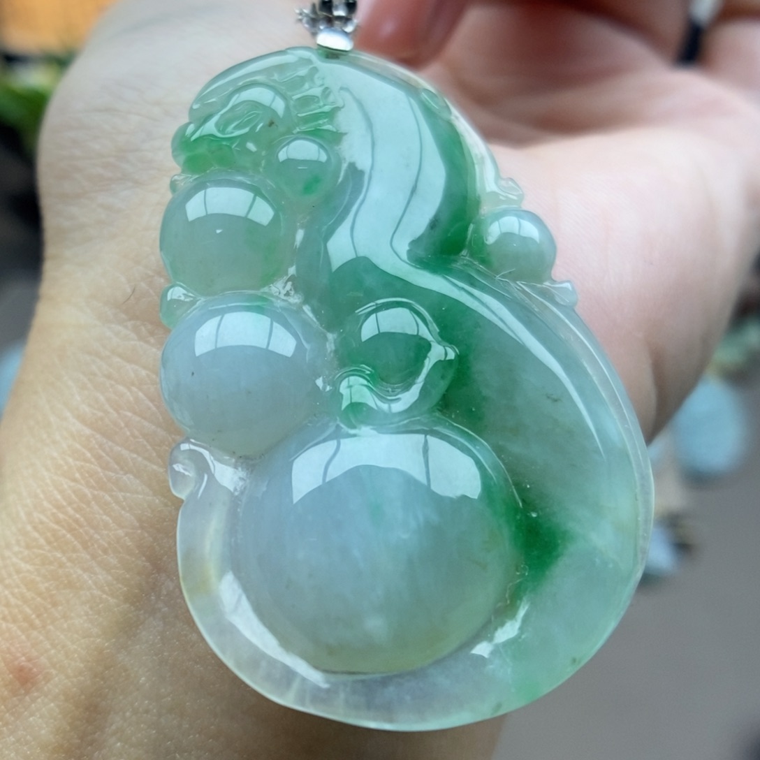 翡翠银S925镶嵌颈饰吊坠37