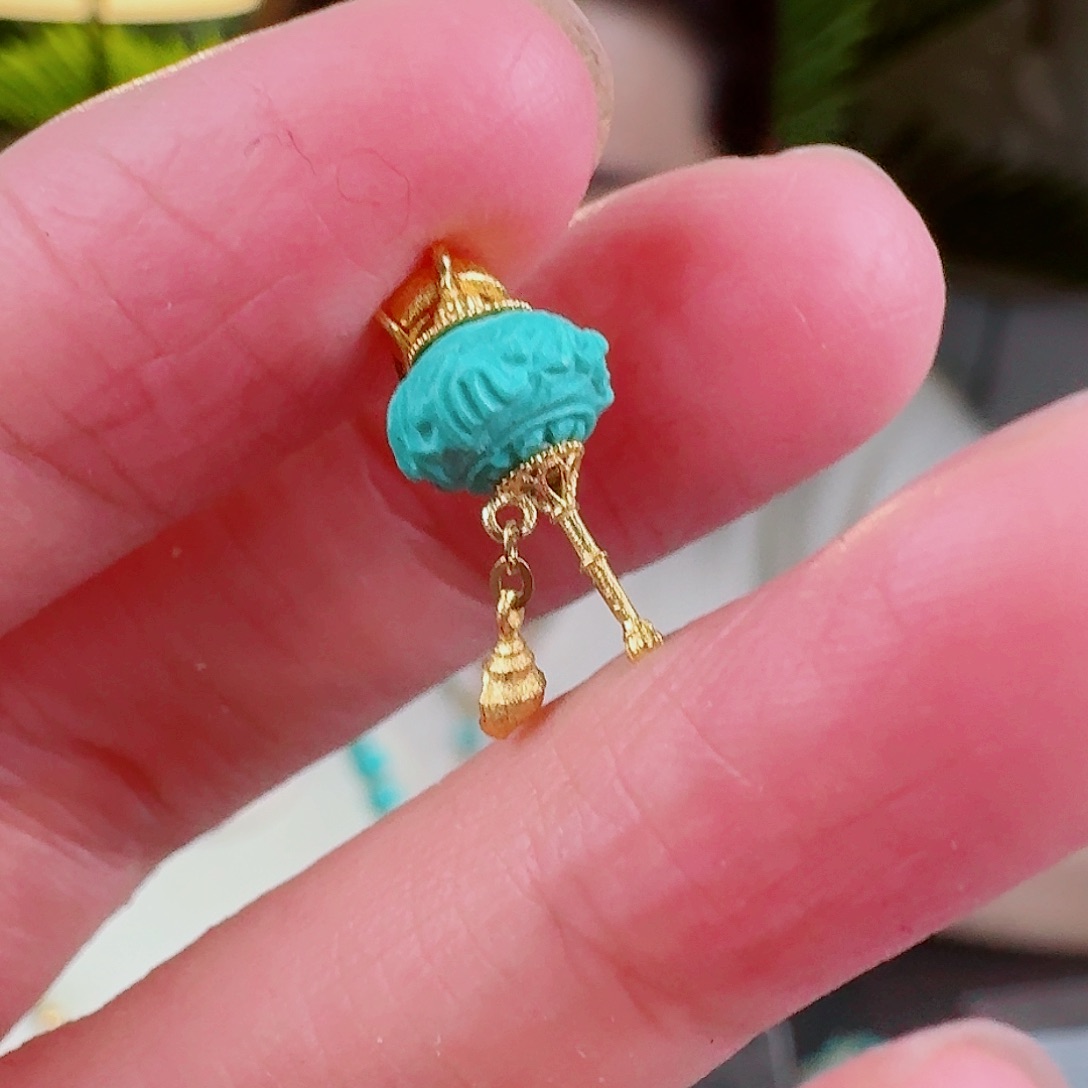 绿松石珠宝奇石18K金镶嵌