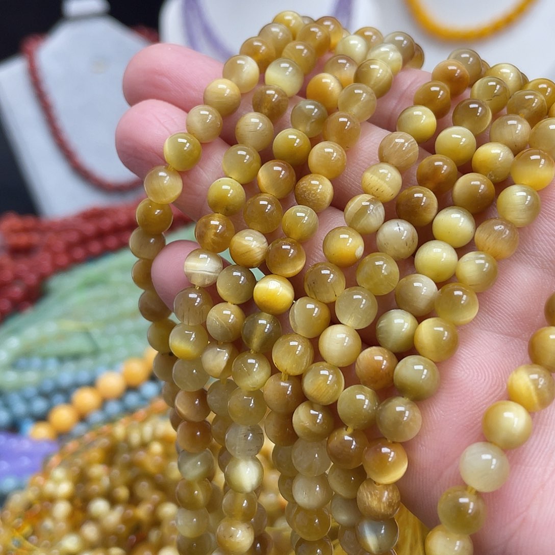 未镶嵌半成品玛瑙/玉髓金虎眼石6m