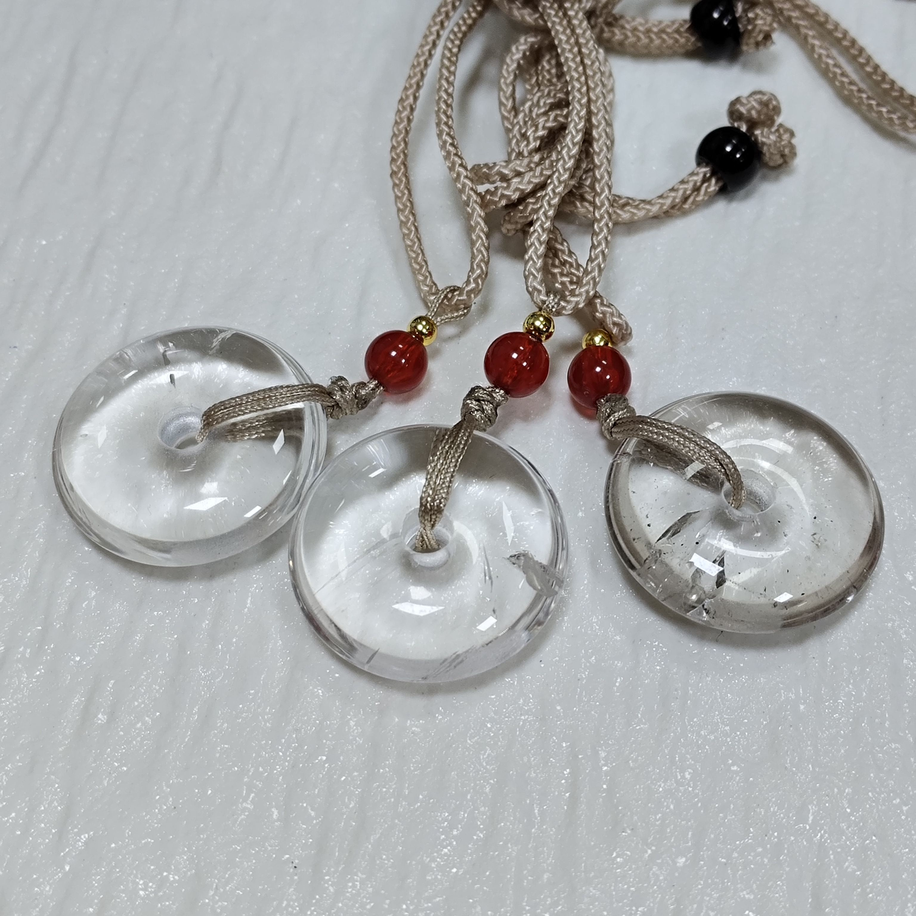 【小院甄选】天然白水晶平安扣2.5cm+吊坠 多样性发一件 1537BB