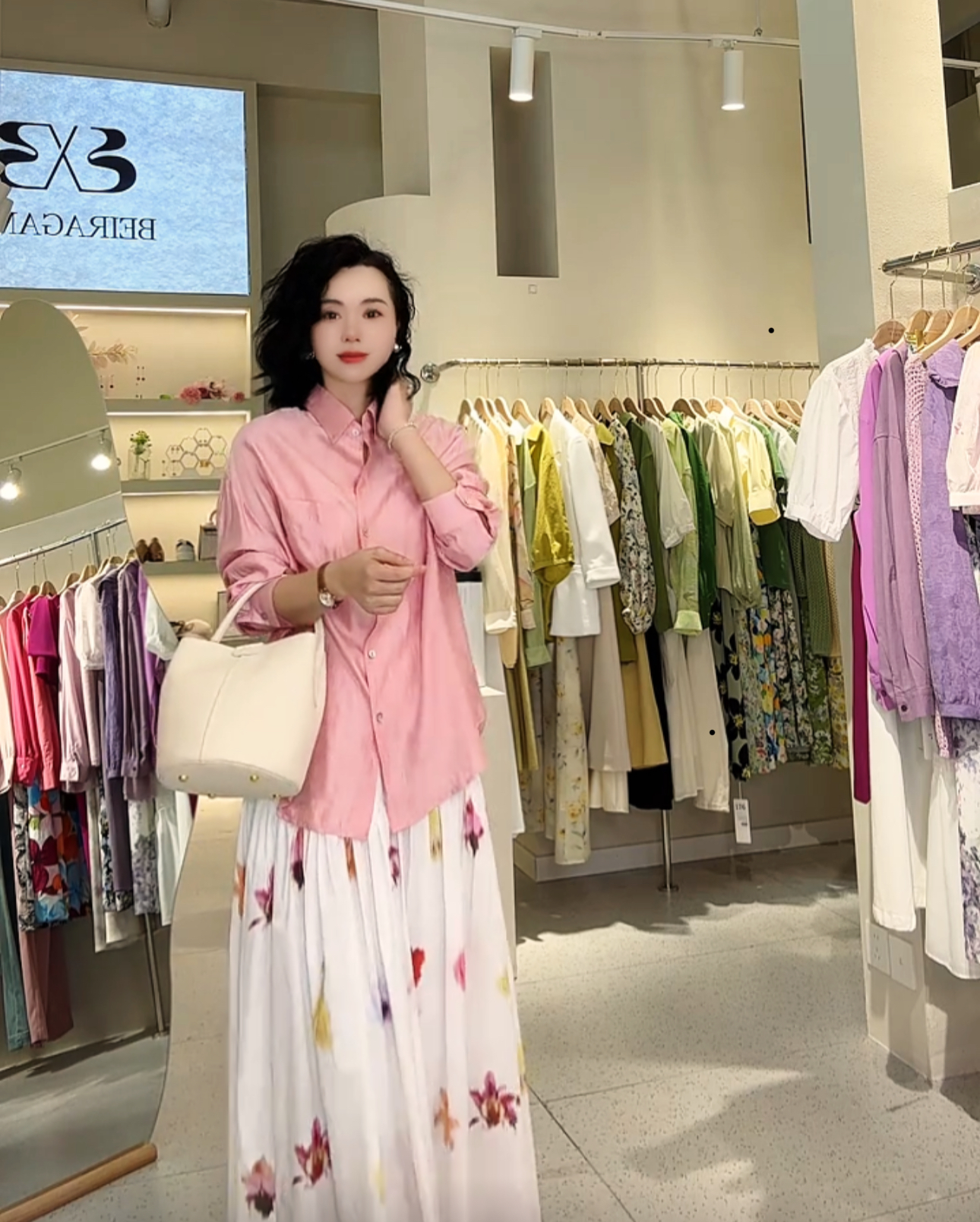 378*水彩晕染显瘦松紧腰半身裙