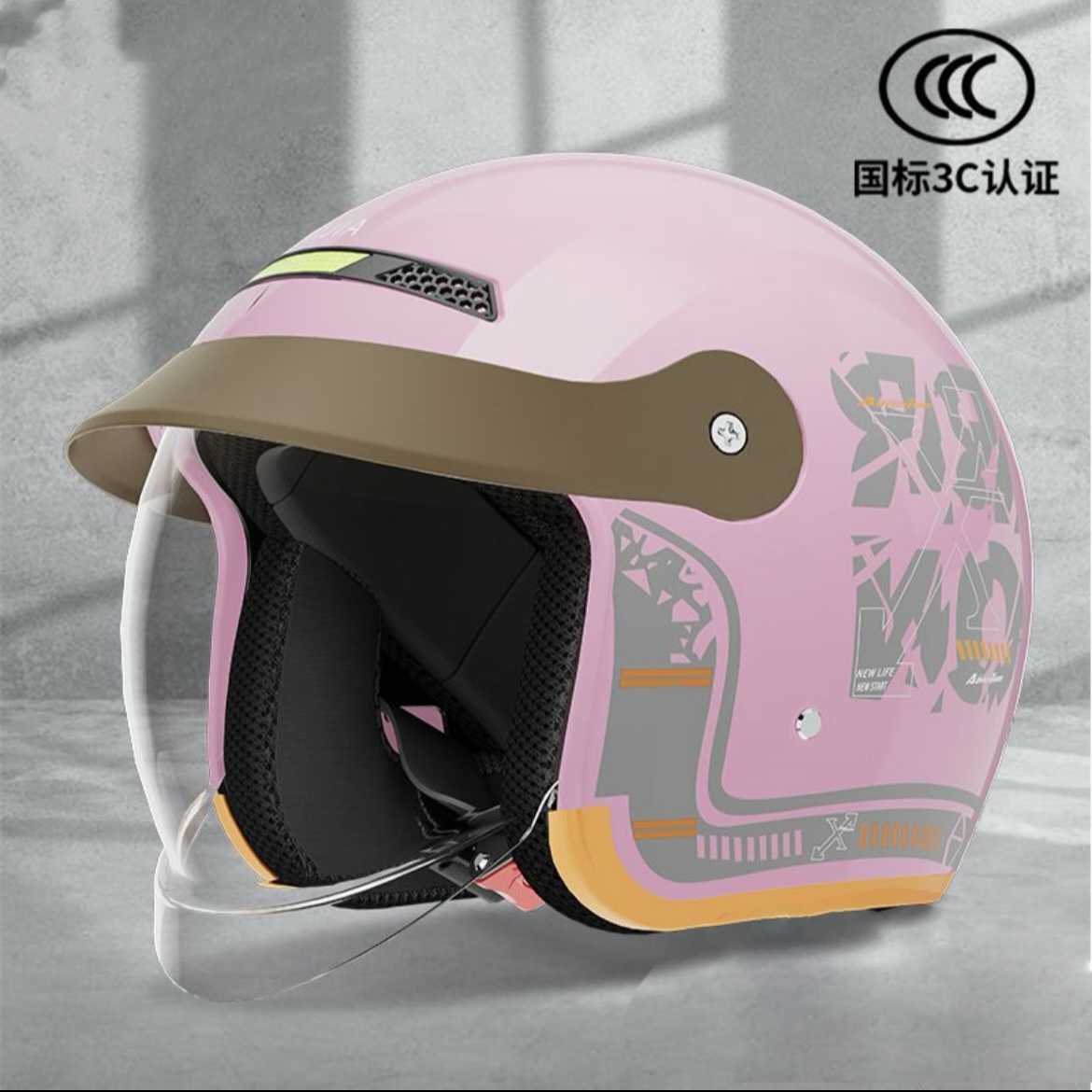 新国标3c认证电动车头盔冬季保暖内推隐藏式镜片复古118头盔-Y196