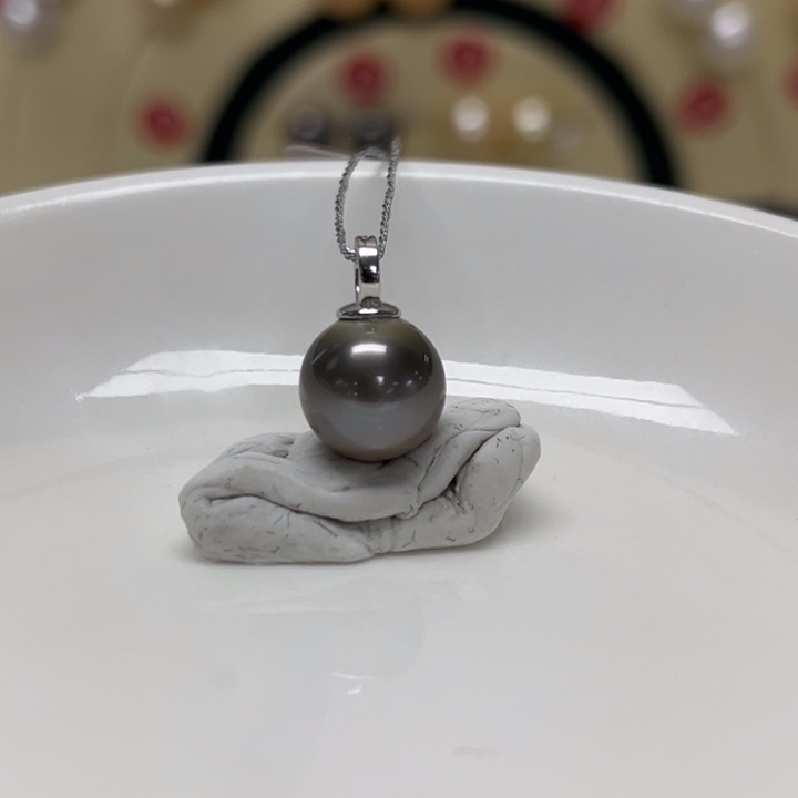 海水珍珠颈饰银S925镶嵌大溪地 9-10mm 117号