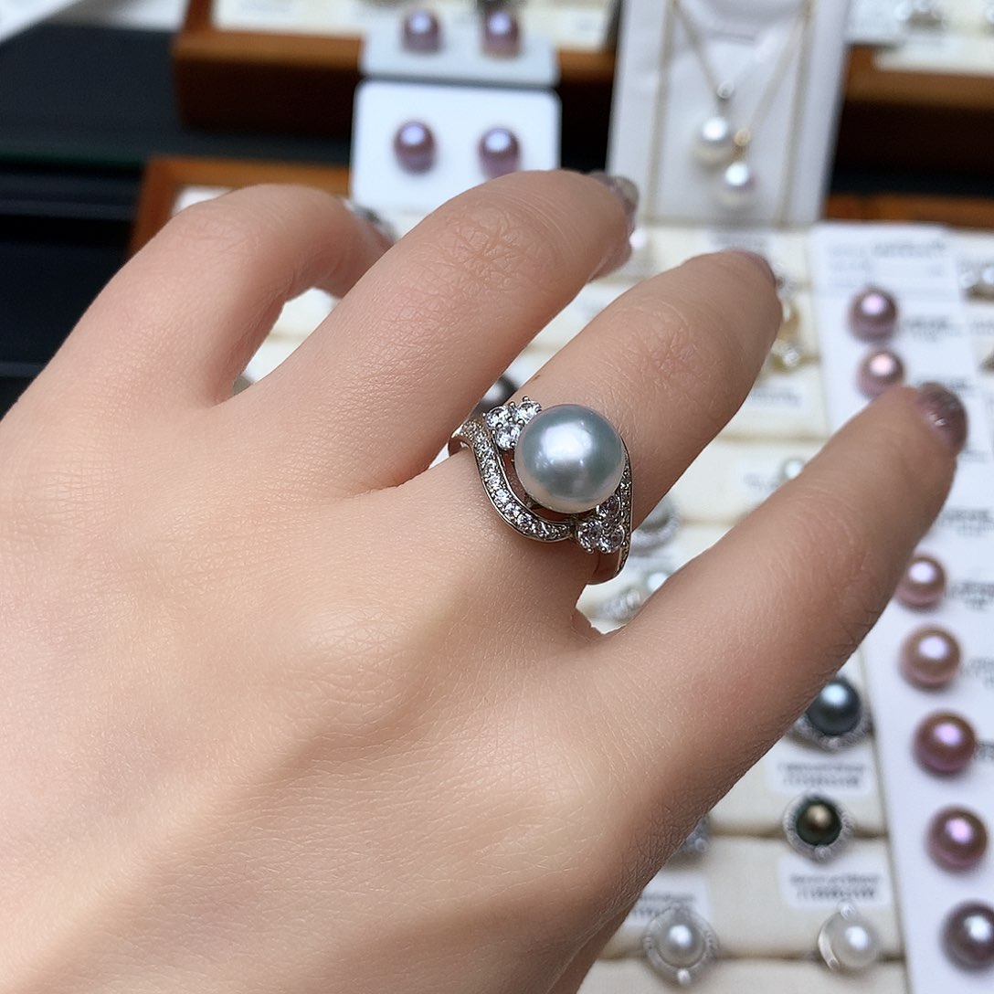 海水珍珠戒指银S925镶嵌
