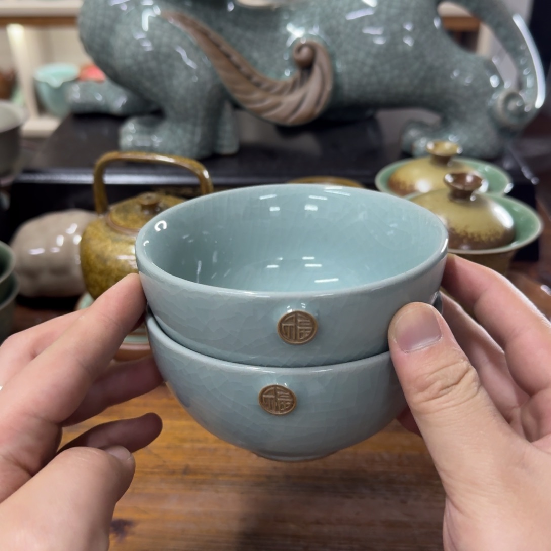 龙泉青瓷茶具微瑕6707