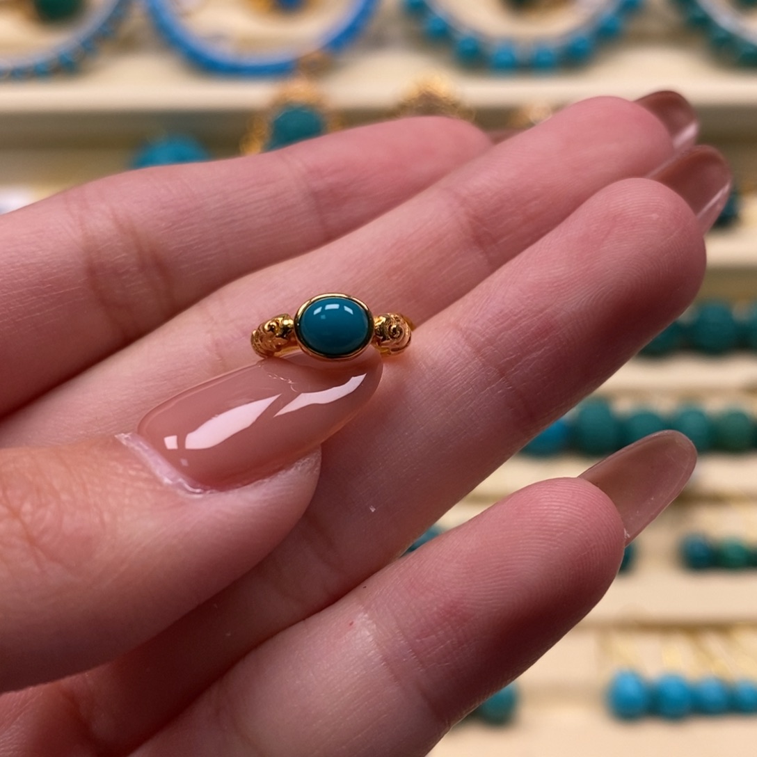 绿松石珠宝奇石18K金镶嵌