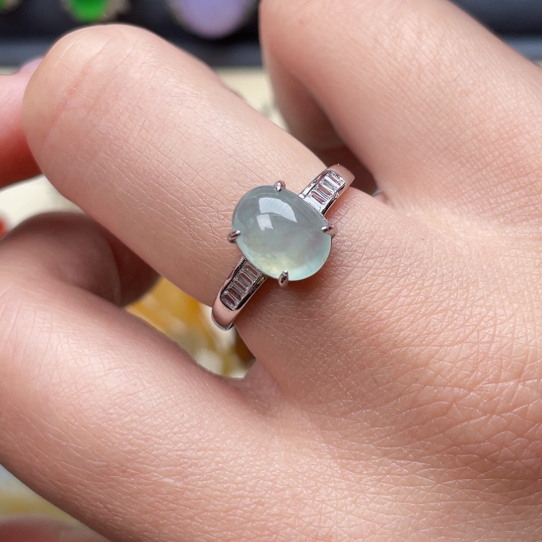 翡翠戒指银S925镶嵌戒指