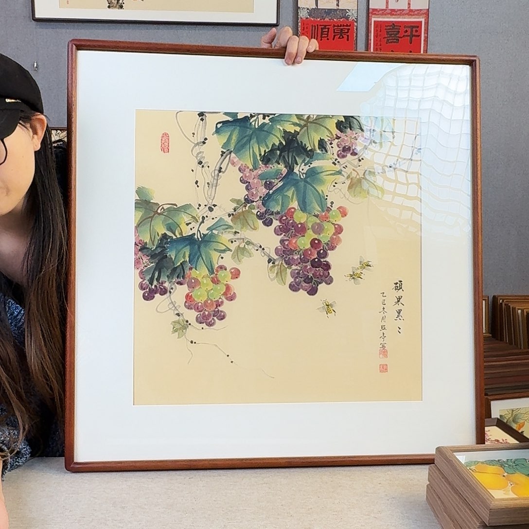 书法手绘带框尺寸：70*70