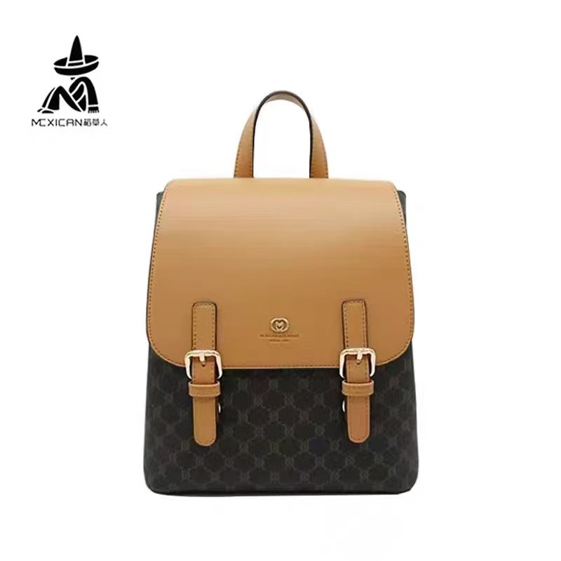 稻草人女士背包2025新款时尚印花翻盖背包通勤百搭休闲包