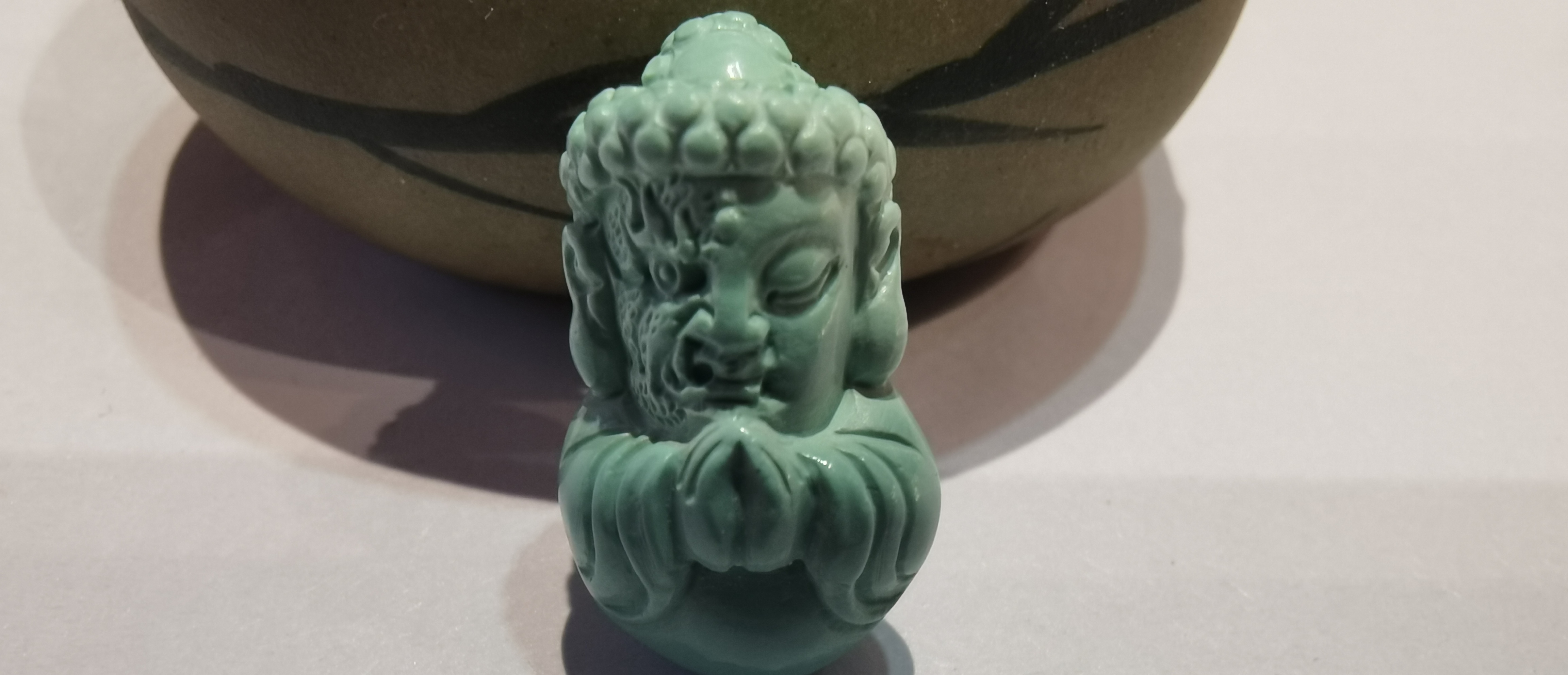 天然绿松石雕件一念成佛