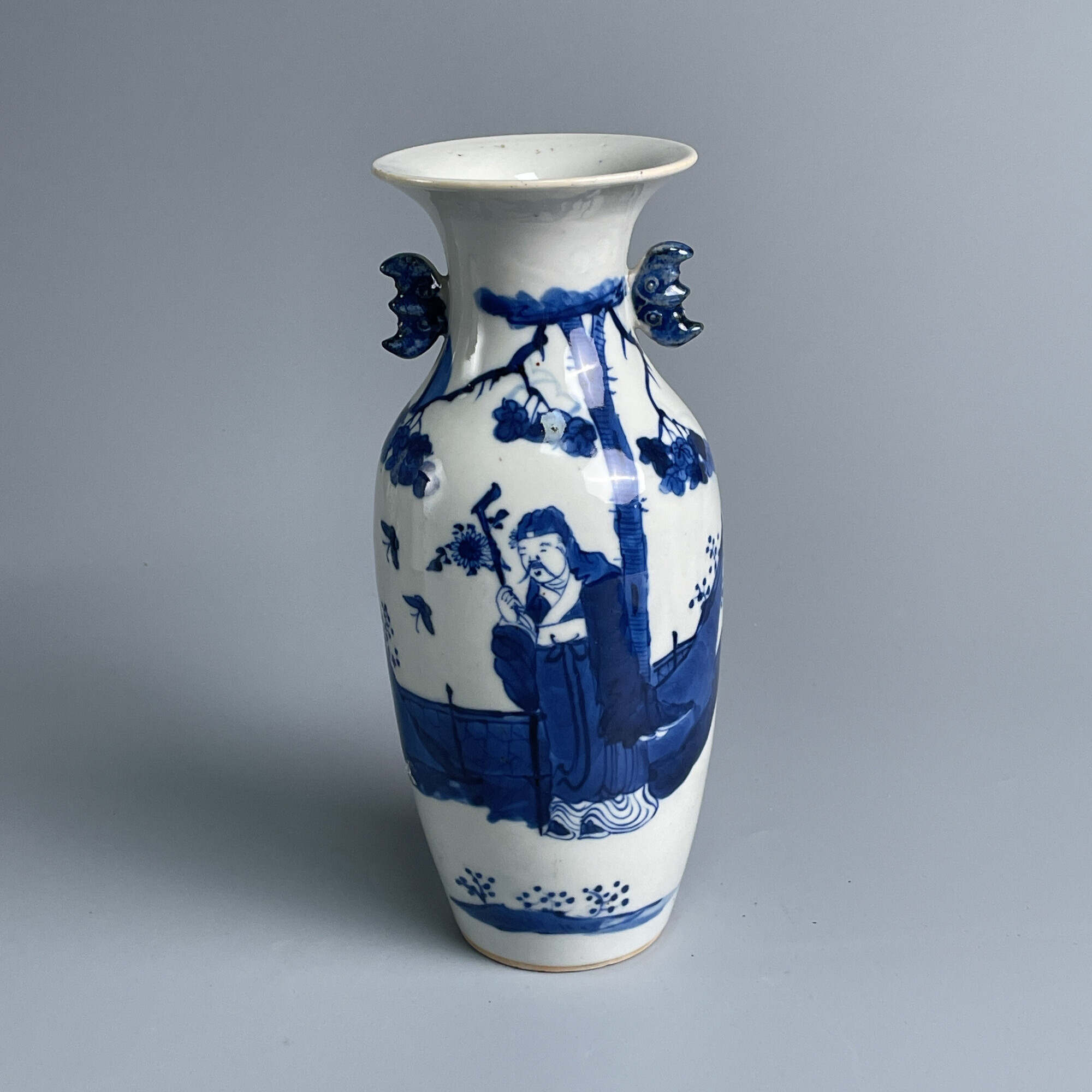 瓷器/古董民国青花人物故事双耳尺瓶-M25CE001526文物/绣花张