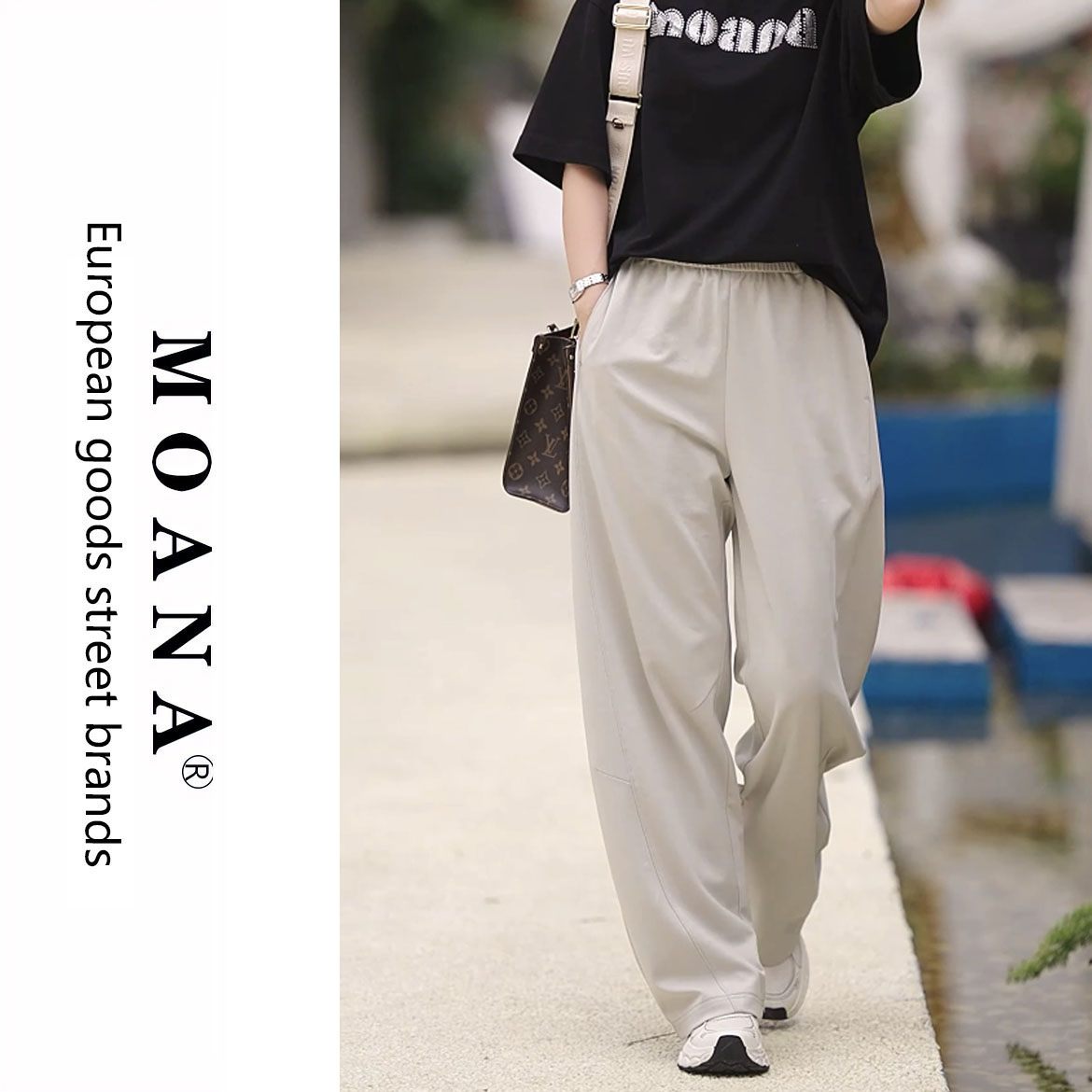2025年夏季薄款凉爽透气宽松垂感显瘦直筒高腰休闲阔腿裤百搭女裤