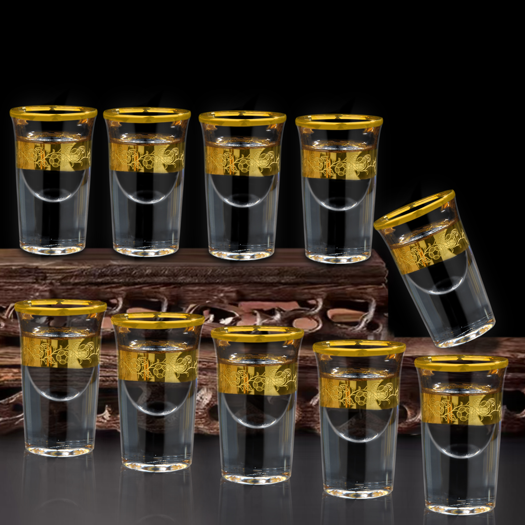 真金微雕白酒杯 菲林博物馆典藏级别一口杯描金中式家用送礼轻奢