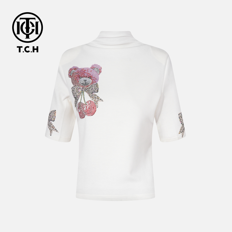 TCH私服烫钻工艺时尚休闲百搭松弛感秋款T恤女T75C10E5011轻奢tch