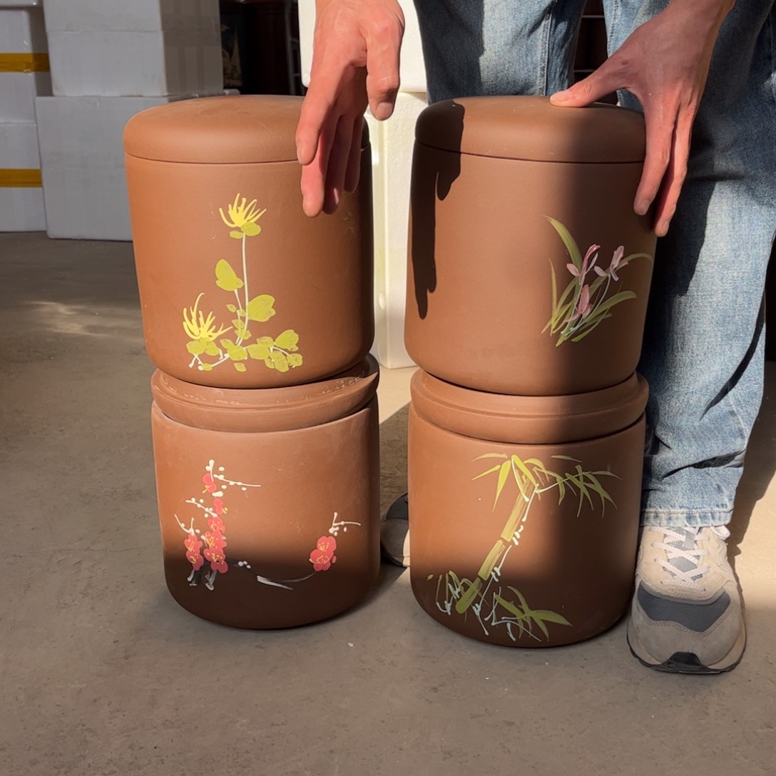 紫砂茶叶罐梅兰竹菊