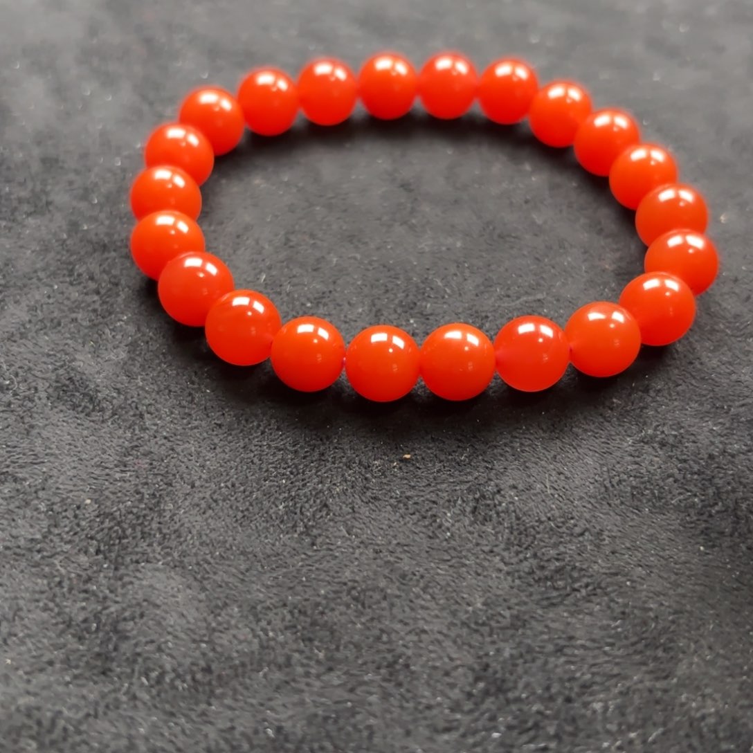 南红玛瑙手串未镶嵌圆***酱