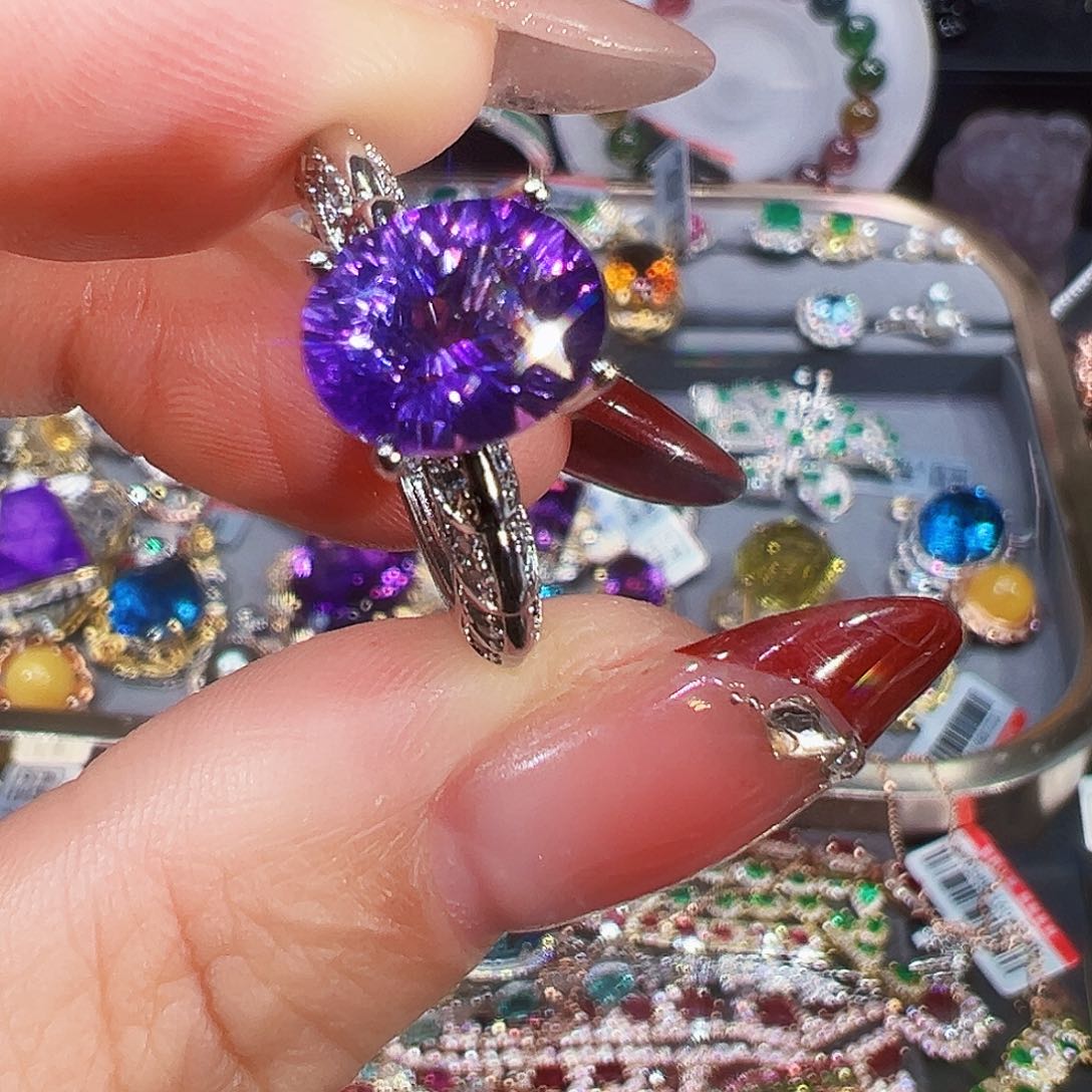 未镶嵌戒指紫晶戒指