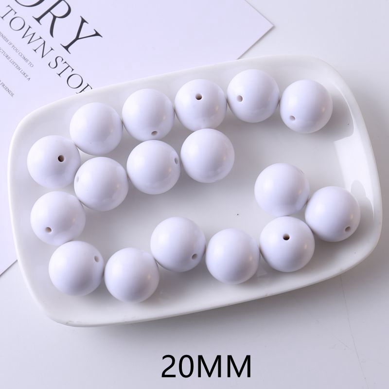 20mm diy饰品配件手工串珠不掉皮白色糖果珠散珠子手链包包材料