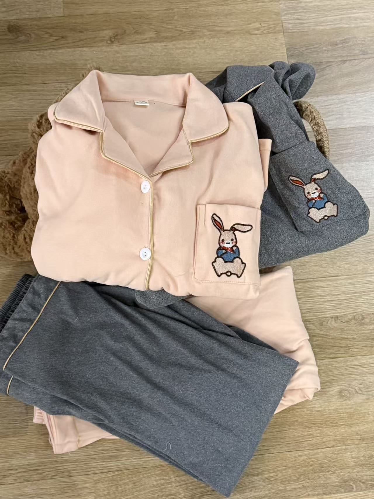 【小兔子男款】加厚保暖德绒睡衣套装69318