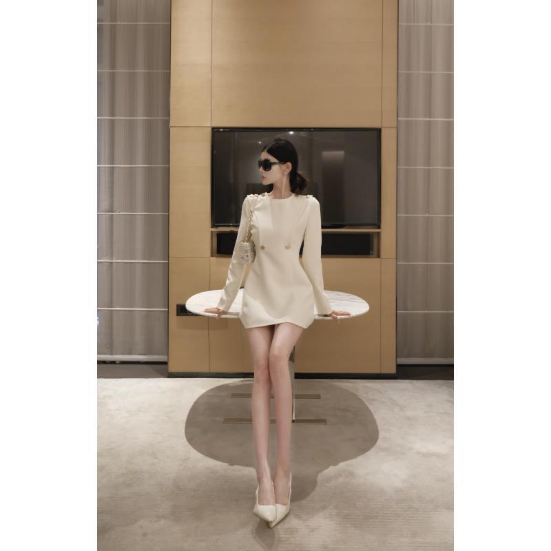 春日部【月光奶糕】法式千金风长袖连衣裙01464