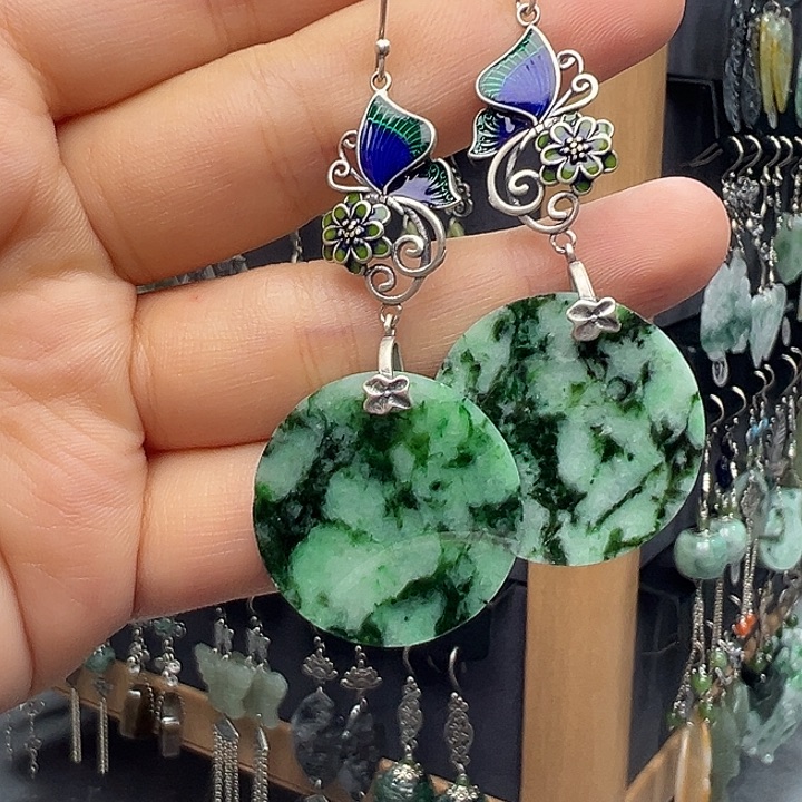 就****翡翠银S925镶嵌耳饰