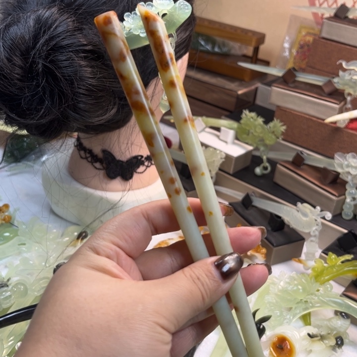 蛇纹石玉合金发饰