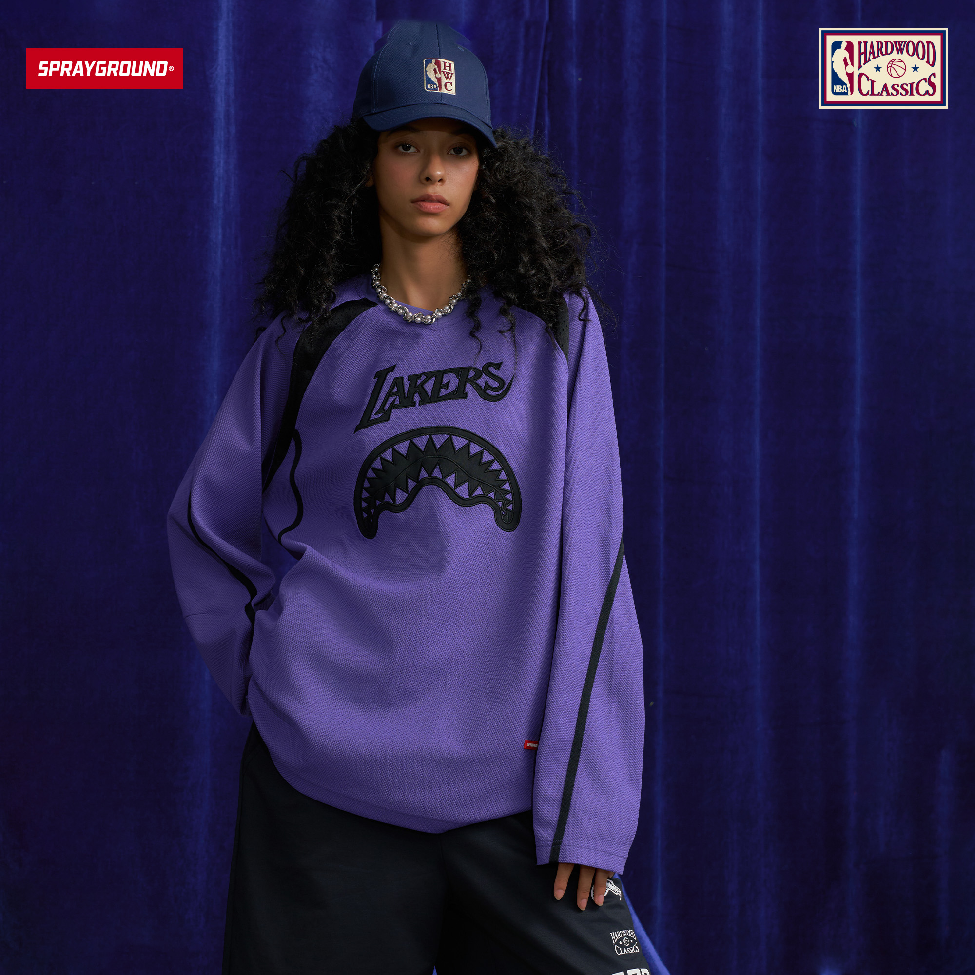 SPRAYGROUND I NBA HWC联名系列鲨鱼嘴长袖T恤复古JM NE230314