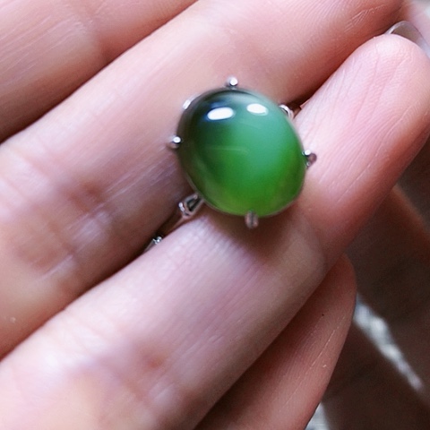 和田玉戒指银S925镶嵌