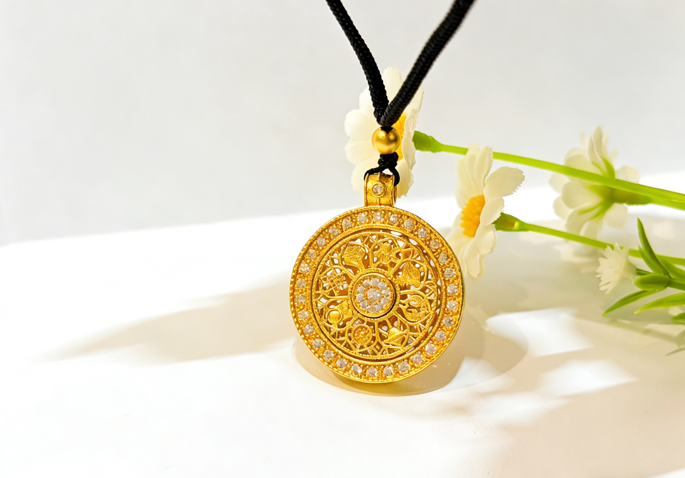 合金吊坠 大号八宝罗盘可转动镶钻吊坠手工气质时尚百搭复古