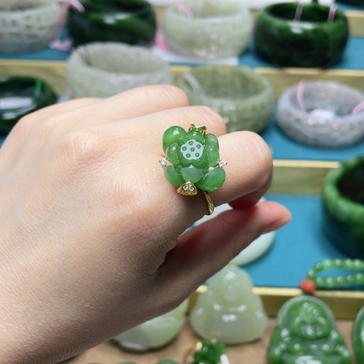 和田玉戒指银S925镶嵌