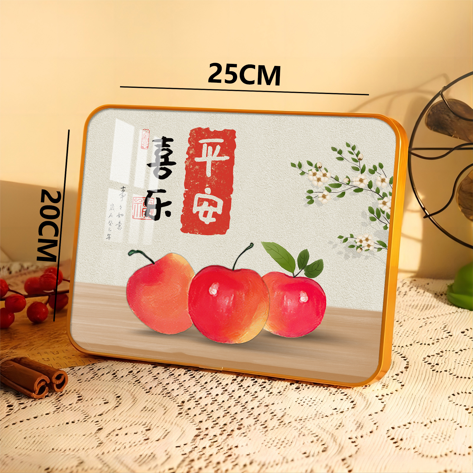 平安喜乐桌面摆件装饰品中式摆台装饰画网红字画创意装饰小物件